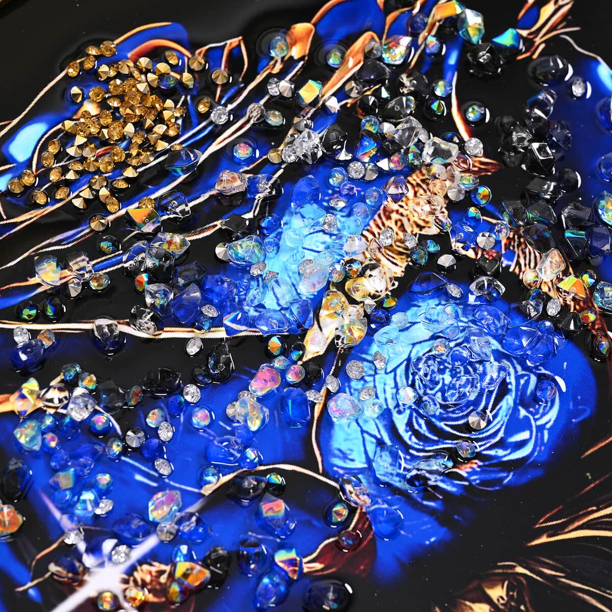 Blue Rose Crystal Painting With Frame image number 1