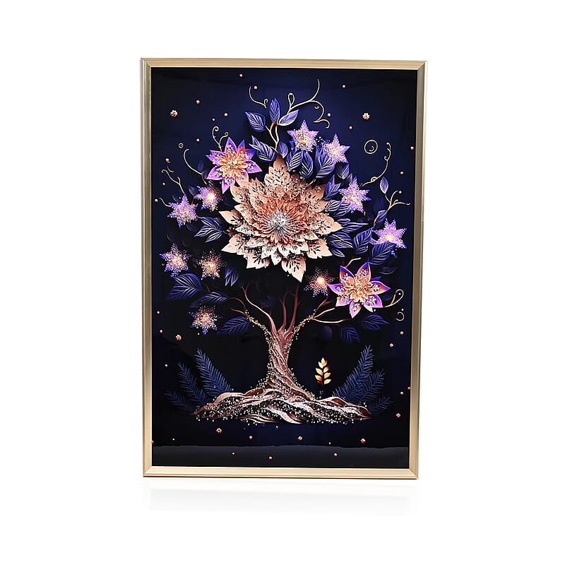 Flower Tree Crystal Painting With Frame