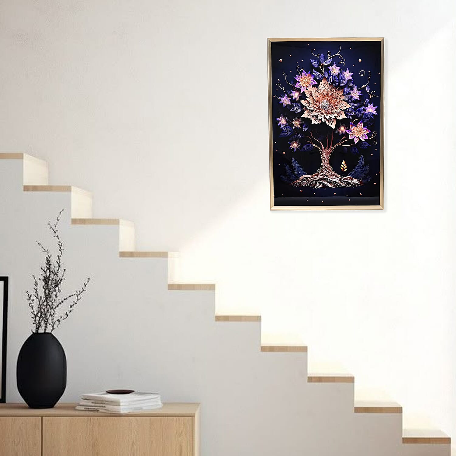Flower Tree Crystal Painting With Frame