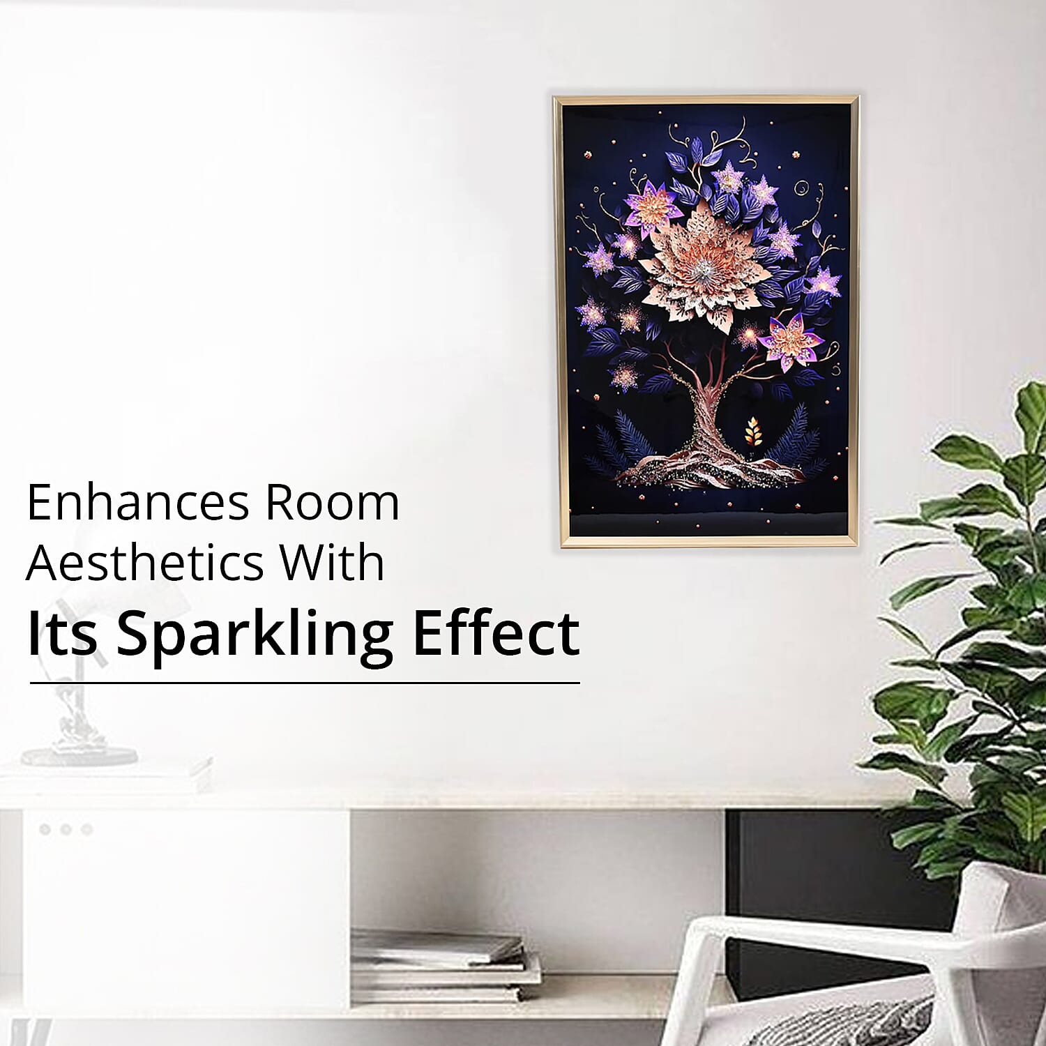 Flower Tree Crystal Painting With Frame