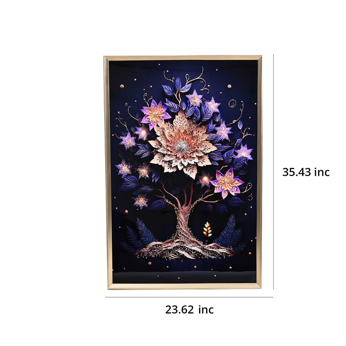 Flower Tree Crystal Painting With Frame (35.43"x23.62") image number 6
