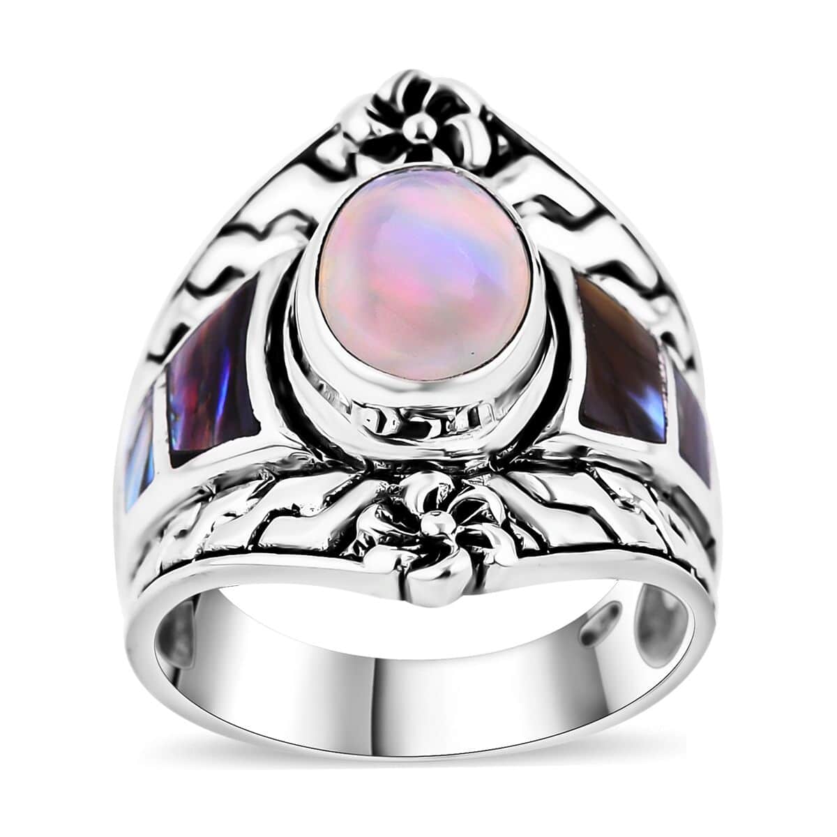 Bali Legacy Ethiopian Welo Opal and Abalone Shell Ring in Sterling Silver 1.65 ctw image number 0