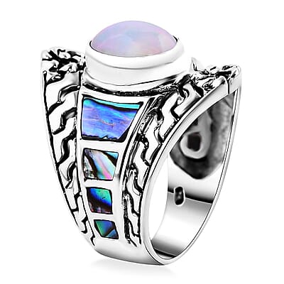 Bali Legacy Ethiopian Welo Opal and Abalone Shell Ring in Sterling Silver (Size 10.0) 1.65 ctw