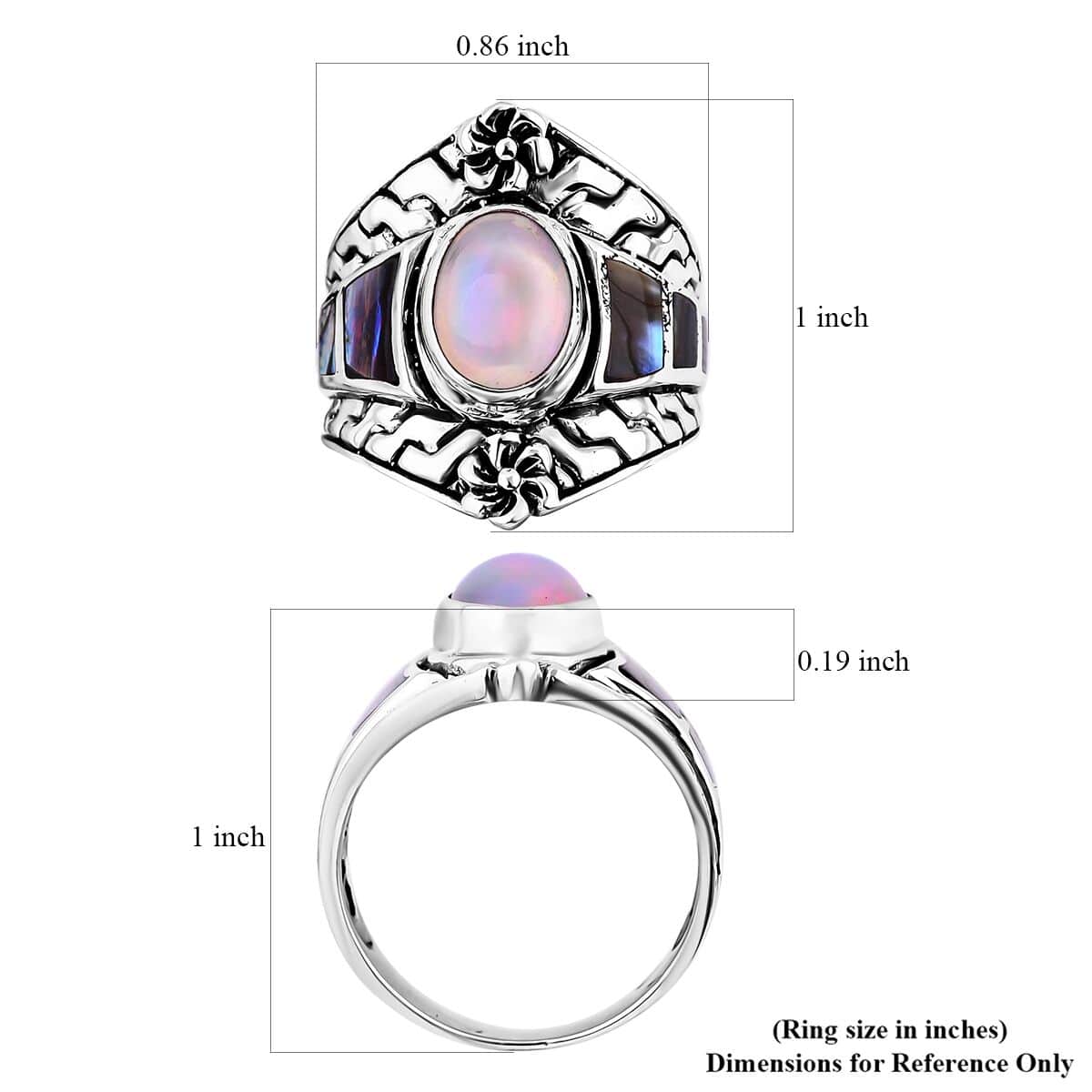 Bali Legacy Ethiopian Welo Opal and Abalone Shell Ring in Sterling Silver (Size 10.0) 1.65 ctw image number 5