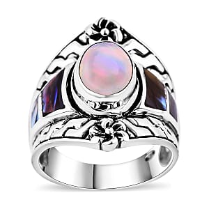 Bali Legacy Ethiopian Welo Opal and Abalone Shell Ring in Sterling Silver (Size 8.0) 1.65 ctw