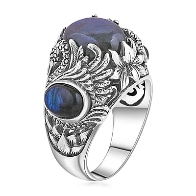 Bali Legacy Malagasy Labradorite Ring in Sterling Silver (Size 10.0) 9.00 ctw