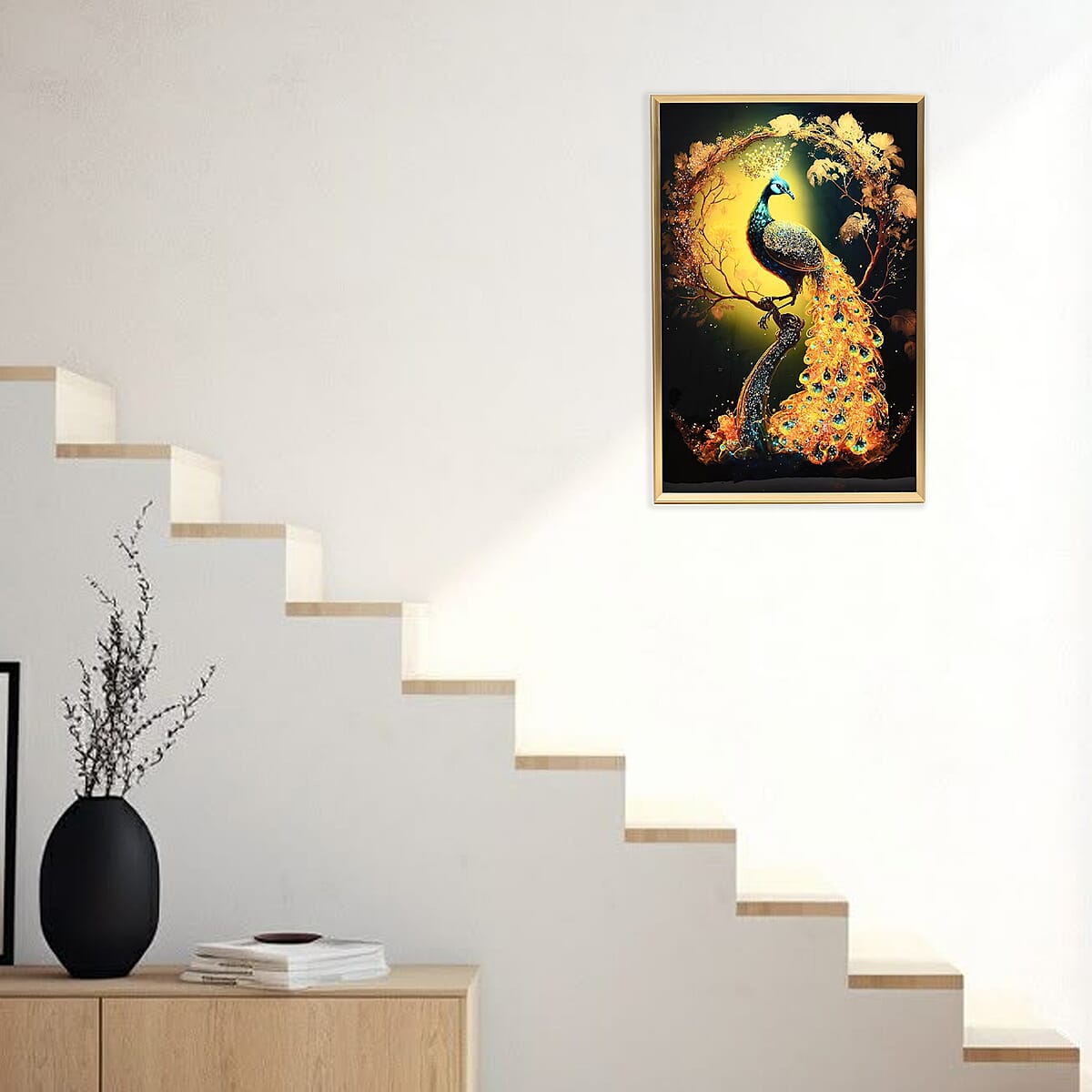 Peacock Crystal Painting With Frame image number 1