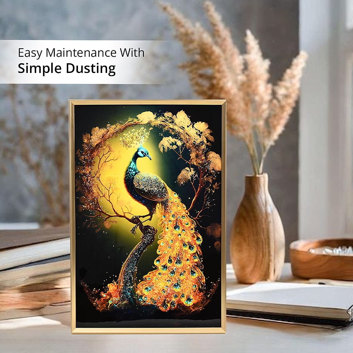 Peacock Crystal Painting With Frame image number 2