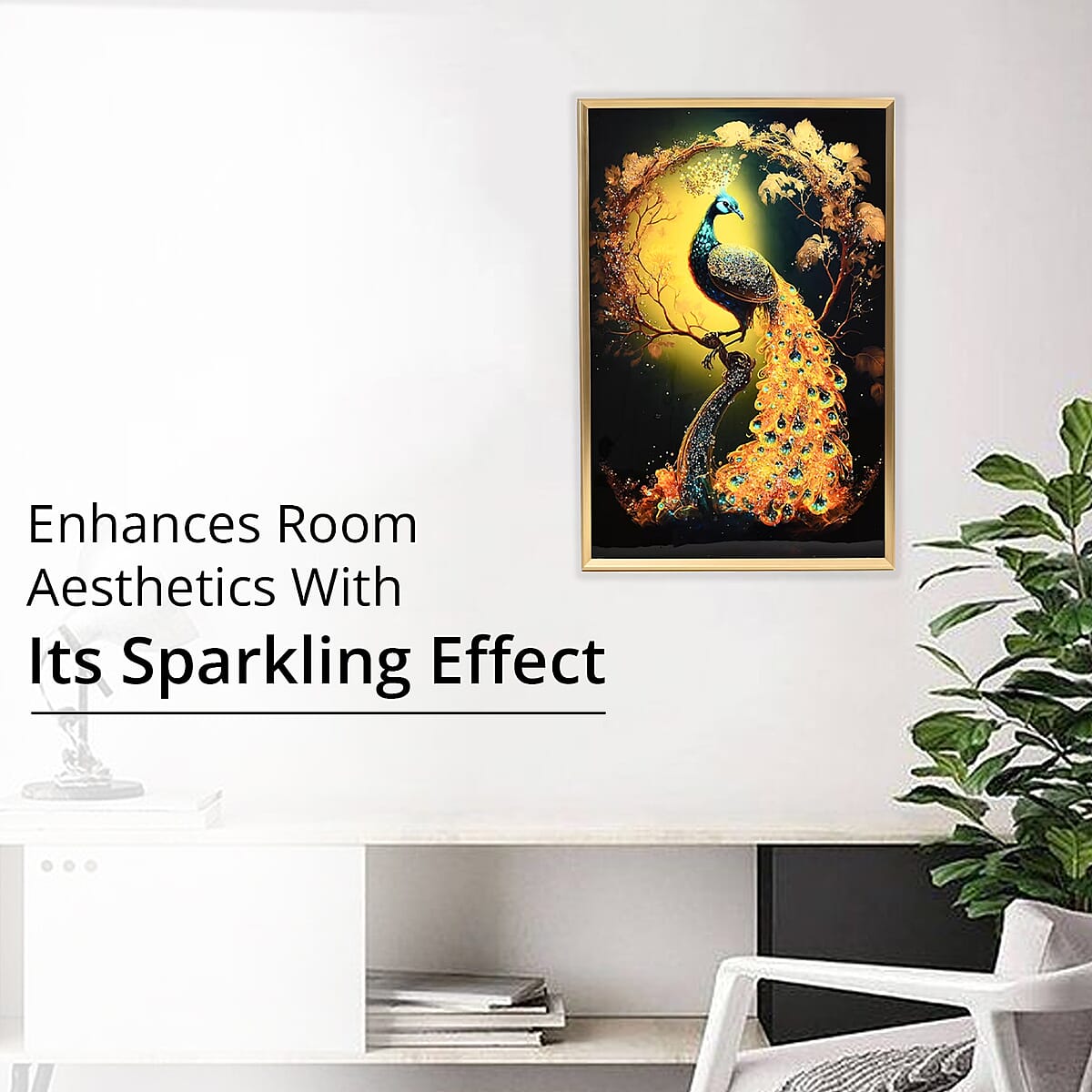 Peacock Crystal Painting With Frame image number 4