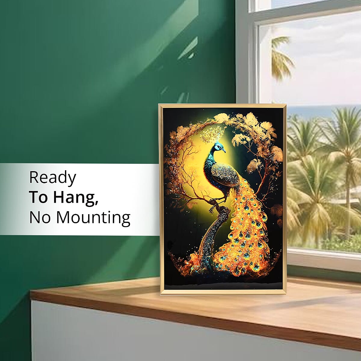 Peacock Crystal Painting With Frame image number 5