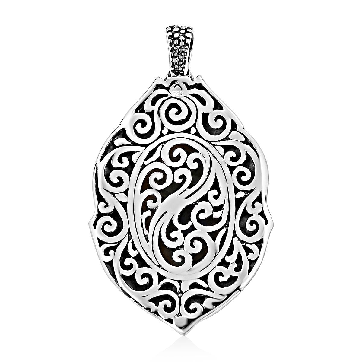 Bali Legacy Malagasy Labradorite Dragon Eye Pendant in Sterling Silver 48.85 ctw
