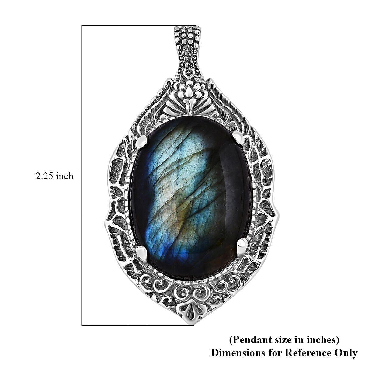 Bali Legacy Malagasy Labradorite Dragon Eye Pendant in Sterling Silver 48.85 ctw