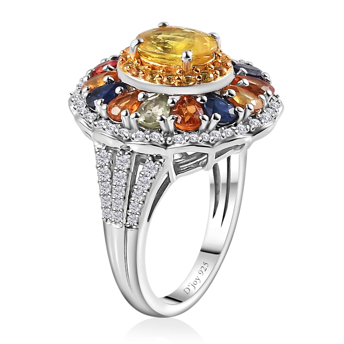 Madagascar Yellow Sapphire and Multi Gemstone Cocktail Ring in Platinum Over Sterling Silver (Size 10.0) 5.40 ctw image number 3