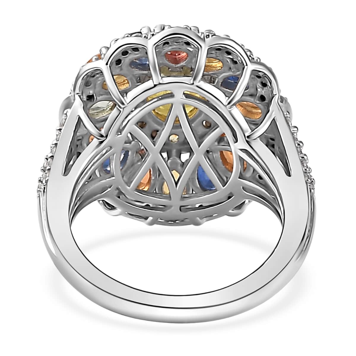 Madagascar Yellow Sapphire and Multi Gemstone Cocktail Ring in Platinum Over Sterling Silver (Size 10.0) 5.40 ctw image number 4