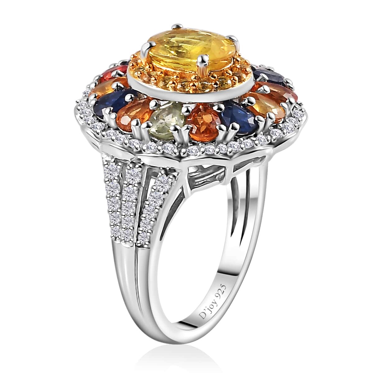 Madagascar Yellow Sapphire and Multi Gemstone Cocktail Ring in Platinum Over Sterling Silver (Size 7.0) 5.40 ctw image number 3