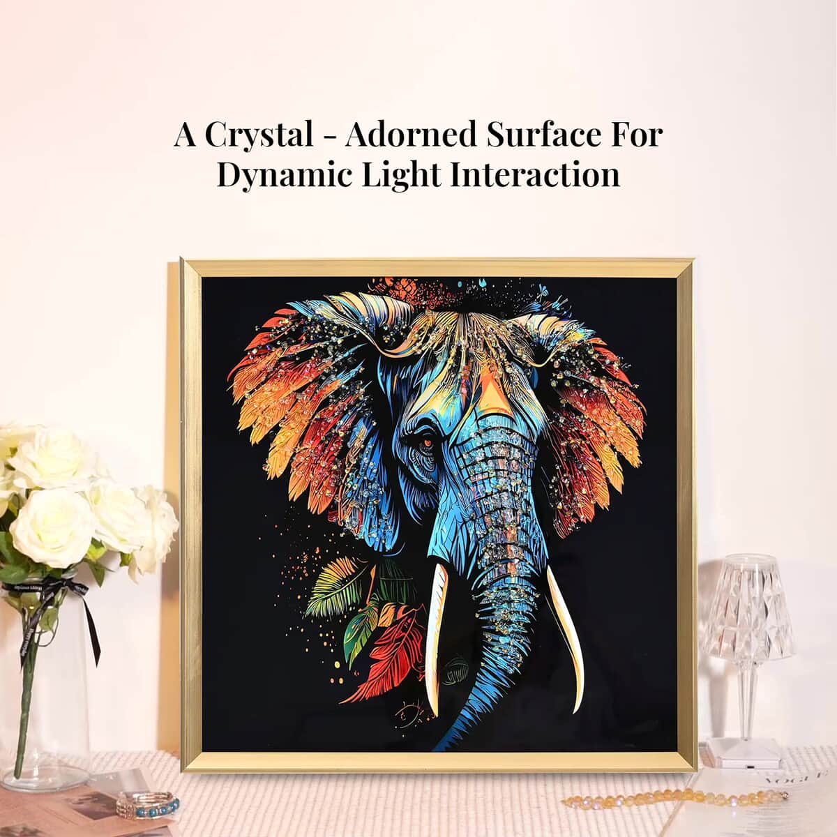 Elephant Crystal Painting with Frame image number 1