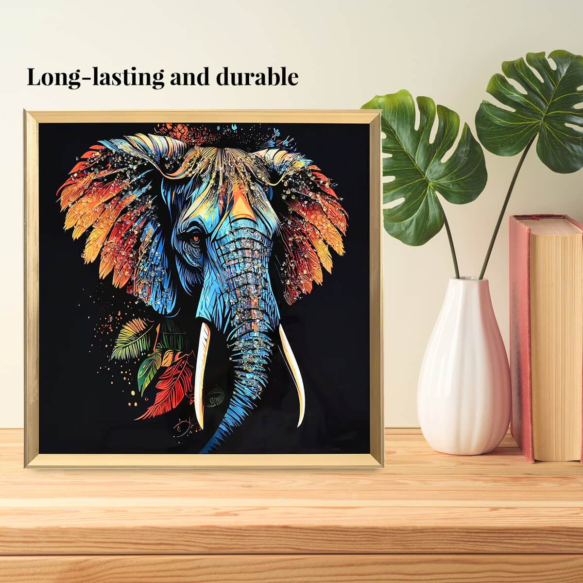 Elephant Crystal Painting with Frame image number 2