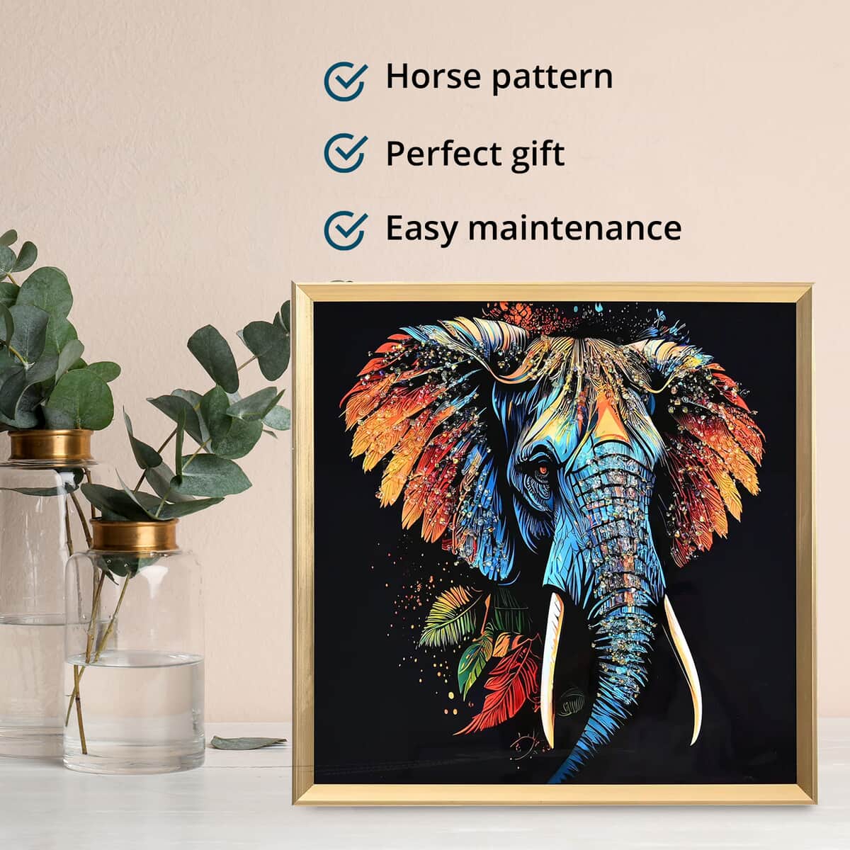 Elephant Crystal Painting with Frame image number 4