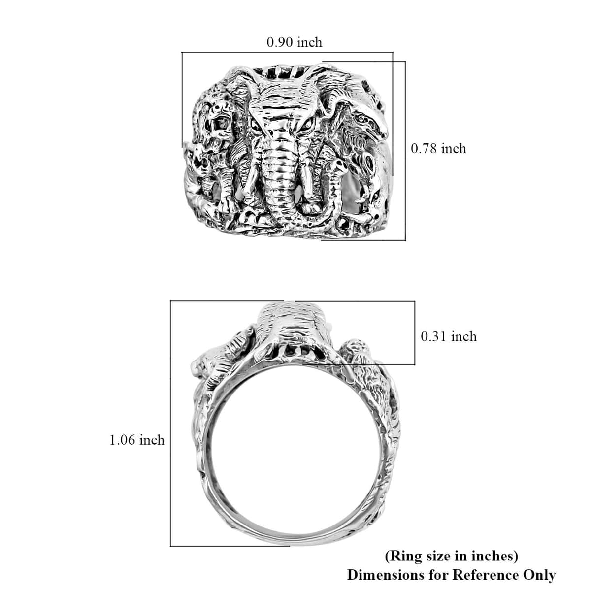 Bali Legacy Sterling Silver Safari Animal Ring (Size 5.0) 11.35 Grams image number 6