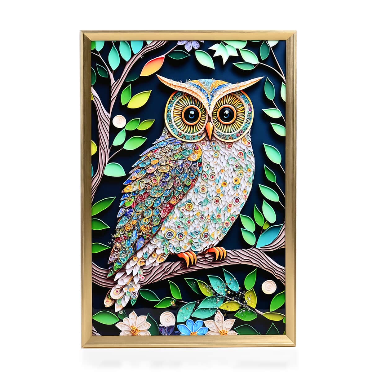 Owl Crystal Painting with Frame (15.75"x23.62") image number 0