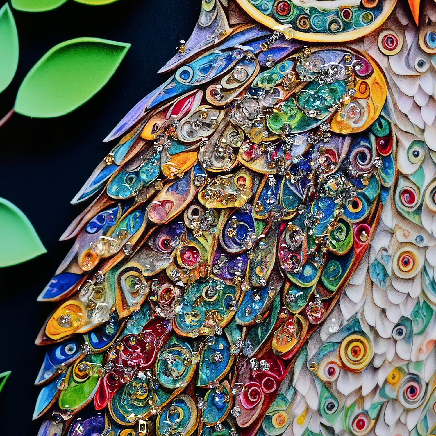 Owl Crystal Painting with Frame