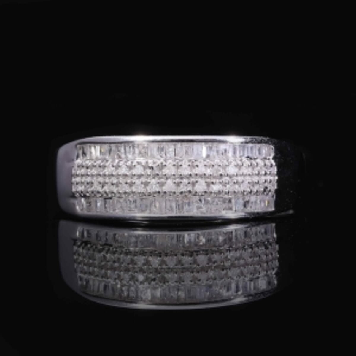 White Diamond 0.32 ctw Ring in Platinum Over Sterling Silver (Size 8.0) image number 1