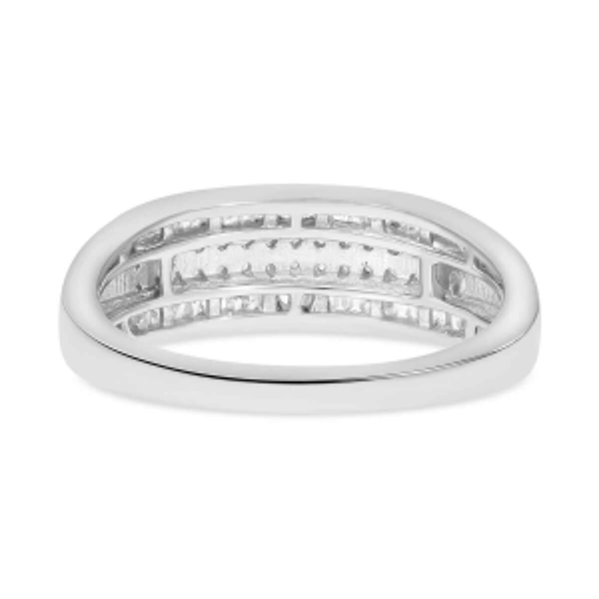 White Diamond 0.32 ctw Ring in Platinum Over Sterling Silver (Size 8.0) image number 3