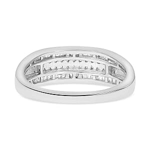 White Diamond 0.32 ctw Ring in Platinum Over Sterling Silver (Size 8.0)