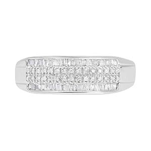 Diamond 0.33 ctw Ring in Platinum Over Sterling Silver (Size 10)