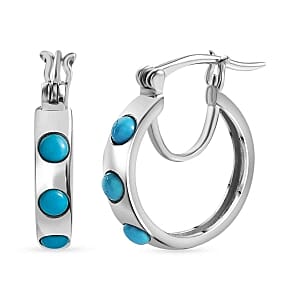 Sleeping Beauty Turquoise 0.60 ctw Earrings in Rhodium Over Sterling Silver