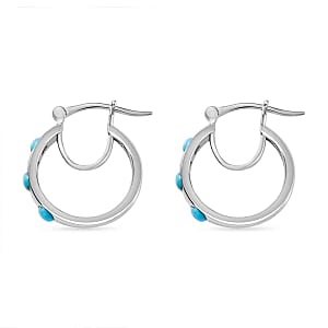 Sleeping Beauty Turquoise 0.60 ctw Earrings in Rhodium Over Sterling Silver