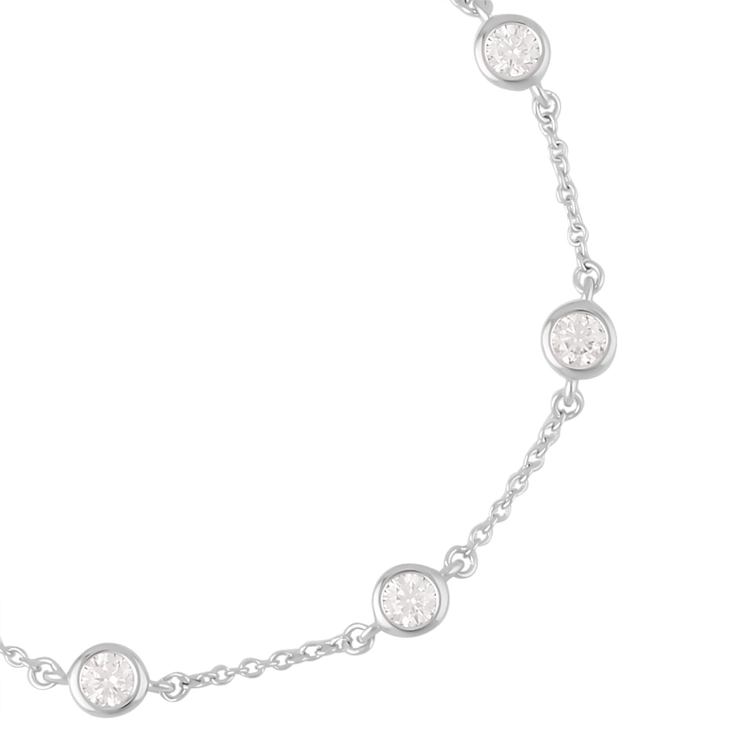Moissanite Station Bracelet in Rhodium Over Sterling Silver (8.00-10.00In) 1.40 ctw