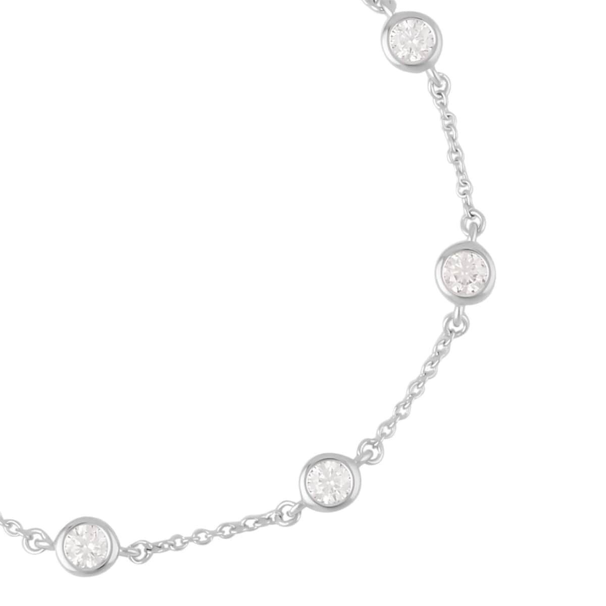 Moissanite Station Bracelet in Rhodium Over Sterling Silver (8.00-10.00In) 1.40 ctw image number 2