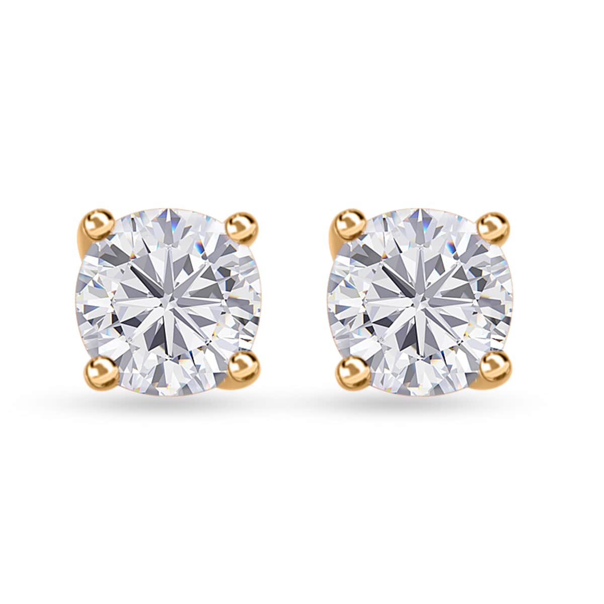 Moissanite Solitaire Stud Earrings in Vermeil Yellow Gold Over Sterling Silver 1.50 ctw image number 0