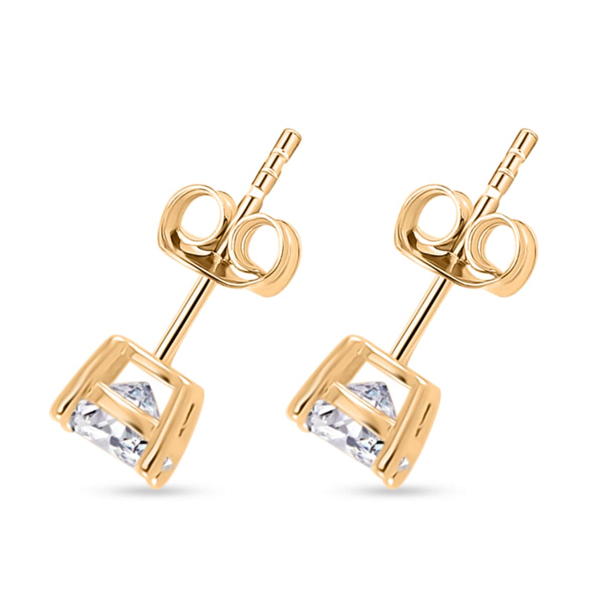 Moissanite Solitaire Stud Earrings in Vermeil Yellow Gold Over Sterling Silver 1.50 ctw image number 3