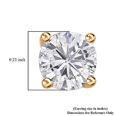 Moissanite Solitaire Stud Earrings in Vermeil Yellow Gold Over Sterling Silver 1.50 ctw