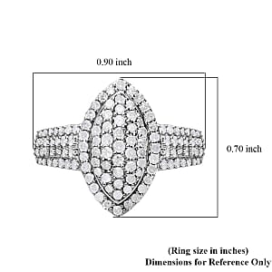 White Diamond 1.00 ctw Ring in Platinum Over Sterling Silver (Size 9.0)