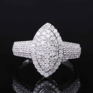 White Diamond 1.00 ctw Ring in Platinum Over Sterling Silver (Size 10.0)