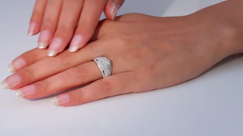 Diamond Ring in Platinum Over Sterling Silver 1.00 ctw