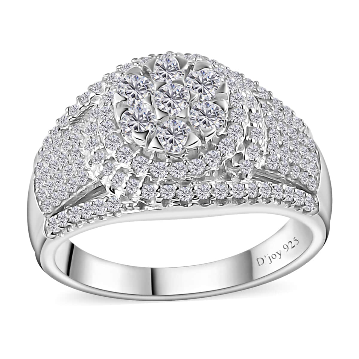Diamond Cocktail Ring in Platinum Over Sterling Silver (Size 8.0) 1.00 ctw image number 0