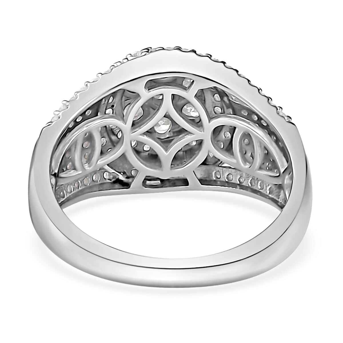 Diamond Cocktail Ring in Platinum Over Sterling Silver (Size 9.0) 1.00 ctw image number 4