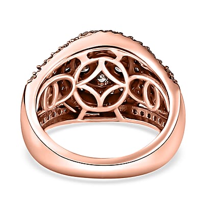 Natural Champagne Diamond Cocktail Ring in Vermeil Rose Gold Over Sterling Silver (Size 10.0) 1.00 ctw