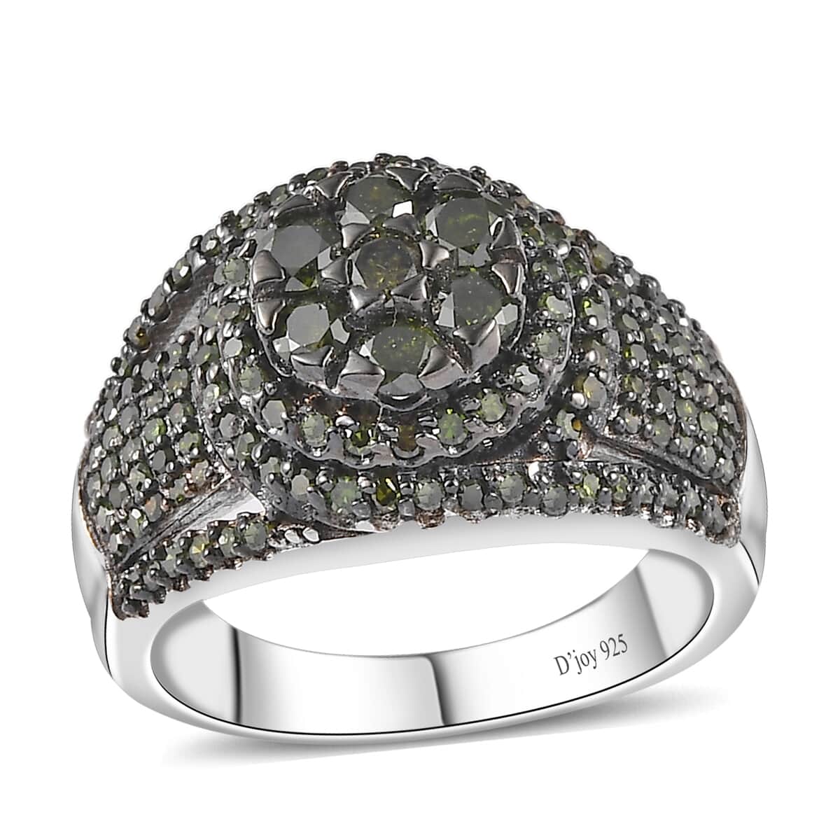 Green Diamond Cocktail Ring in Platinum Over Sterling Silver (Size 6.0) 1.00 ctw image number 0