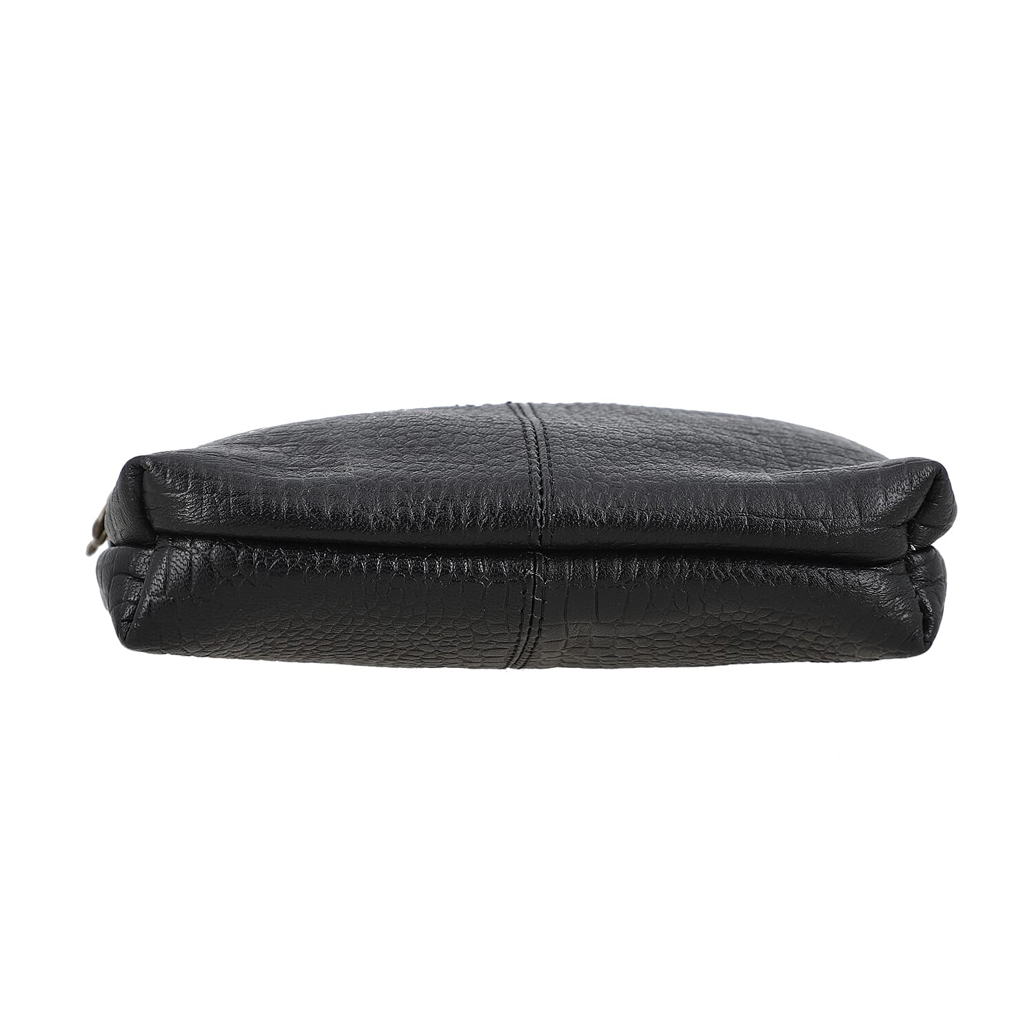 Black Genuine Leather Croco Embossed Crossbody Bag