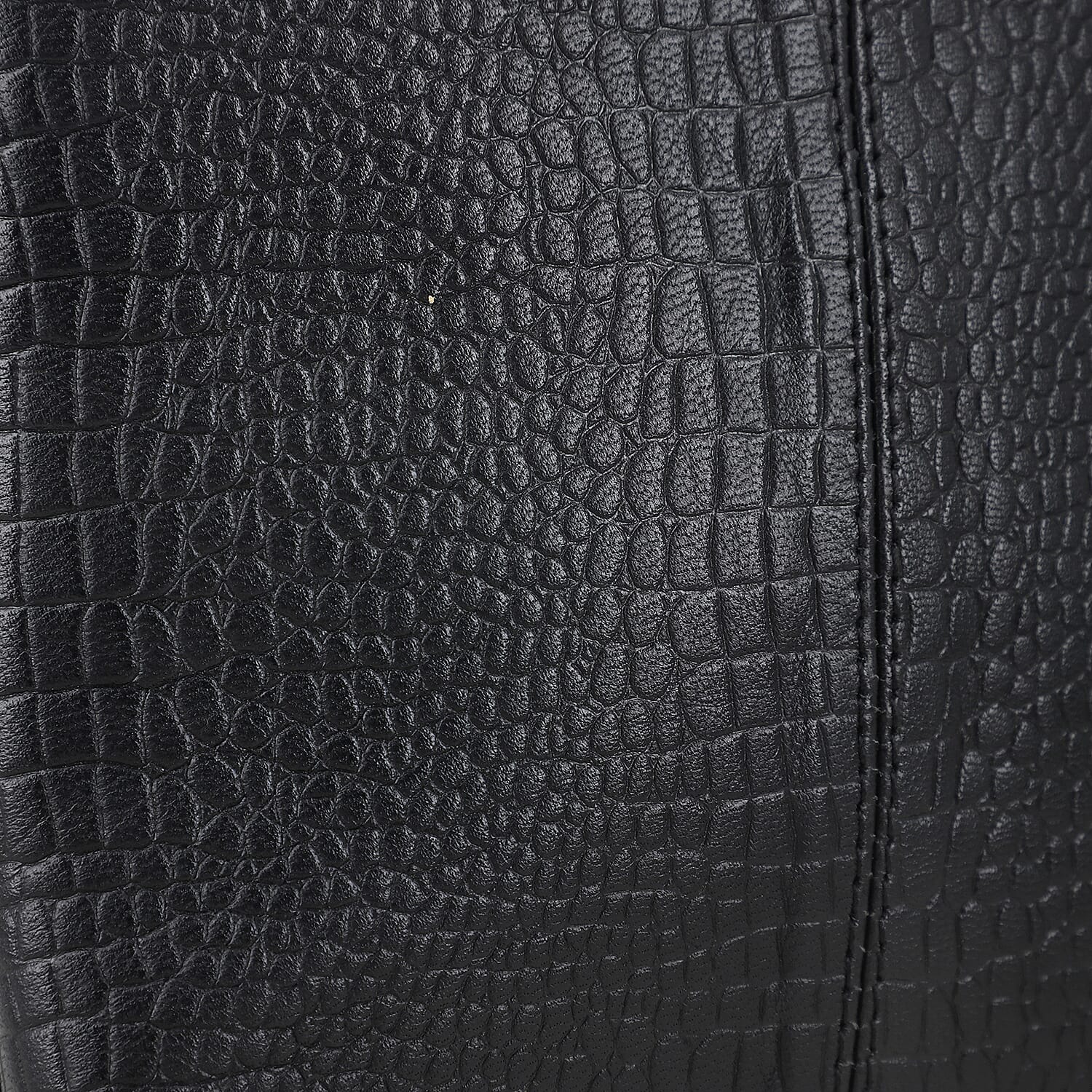Black Genuine Leather Croco Embossed Crossbody Bag