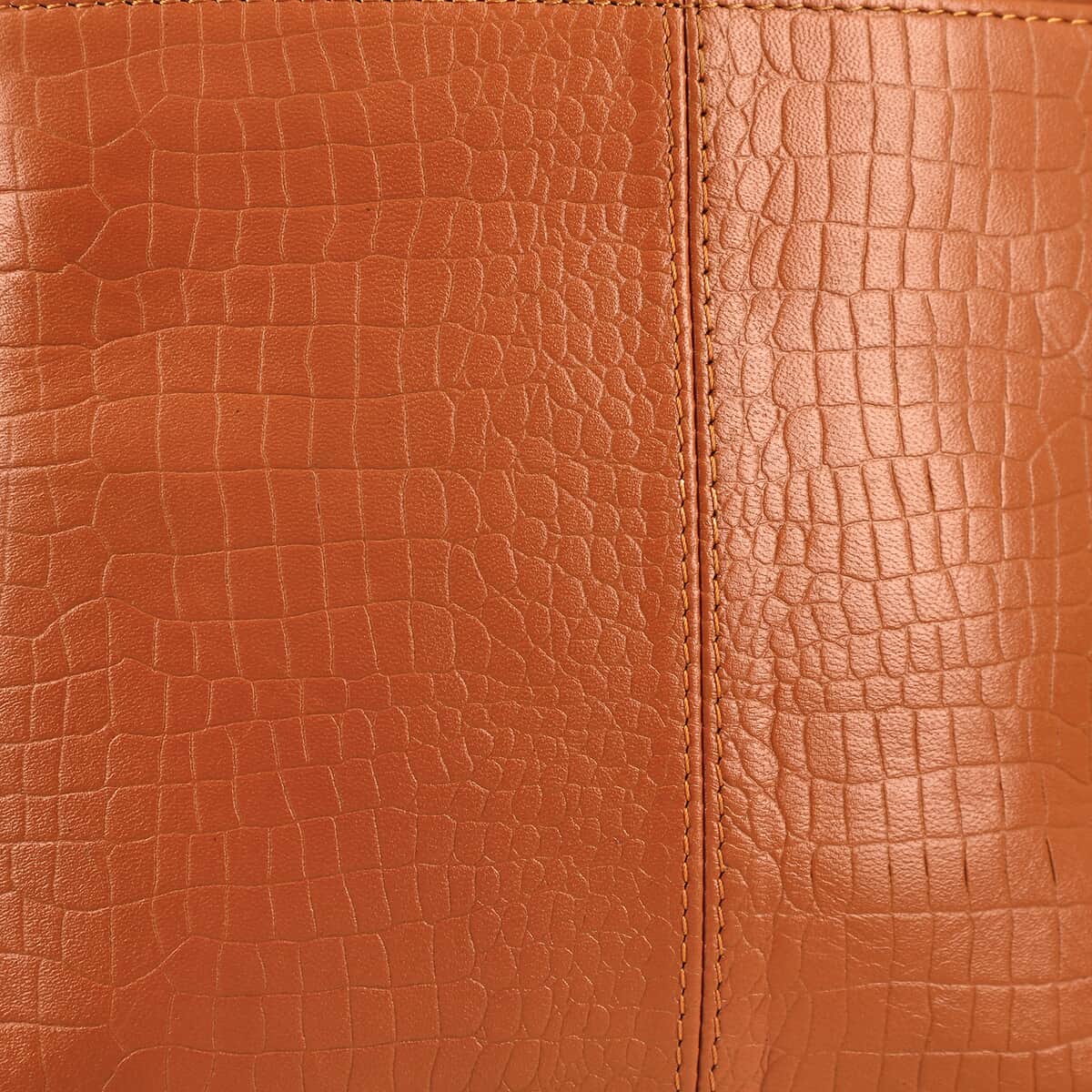 Orange Genuine Leather Croco Embossed Crossbody Bag image number 7