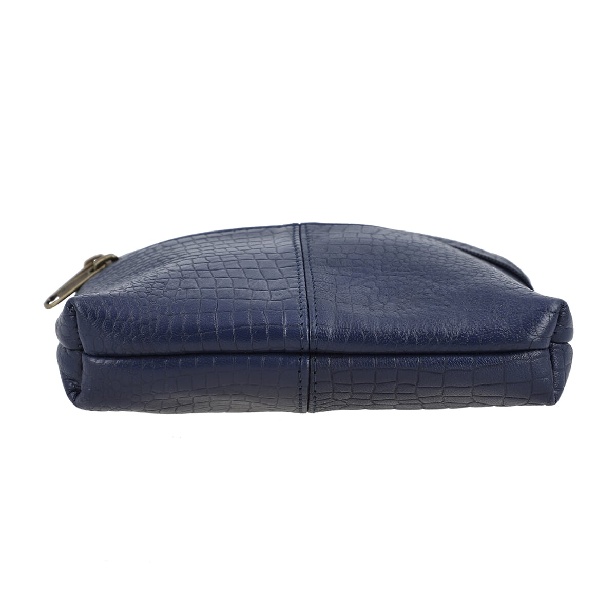 Navy Genuine Leather Croco Embossed Crossbody Bag image number 6
