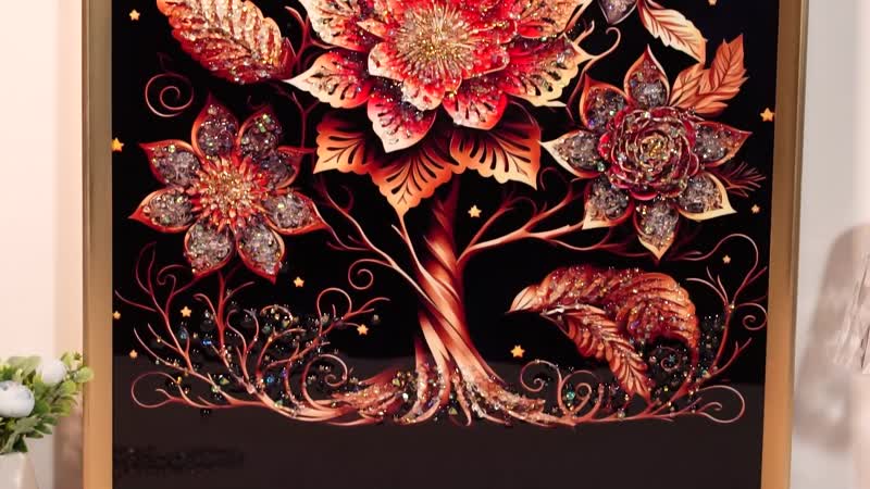 Floral Crystal Painting with Frame (19.68"x27.55")