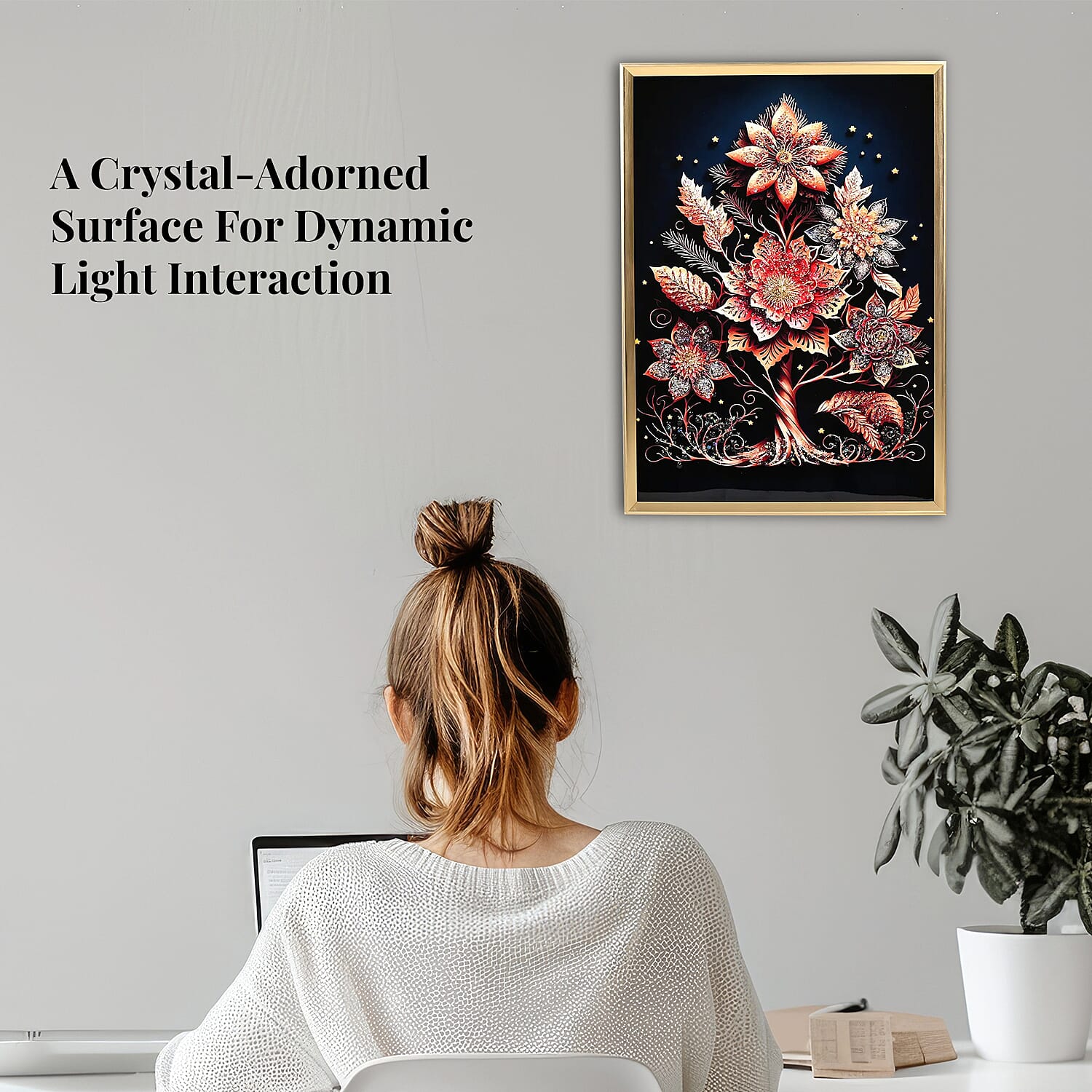Floral Crystal Painting with Frame