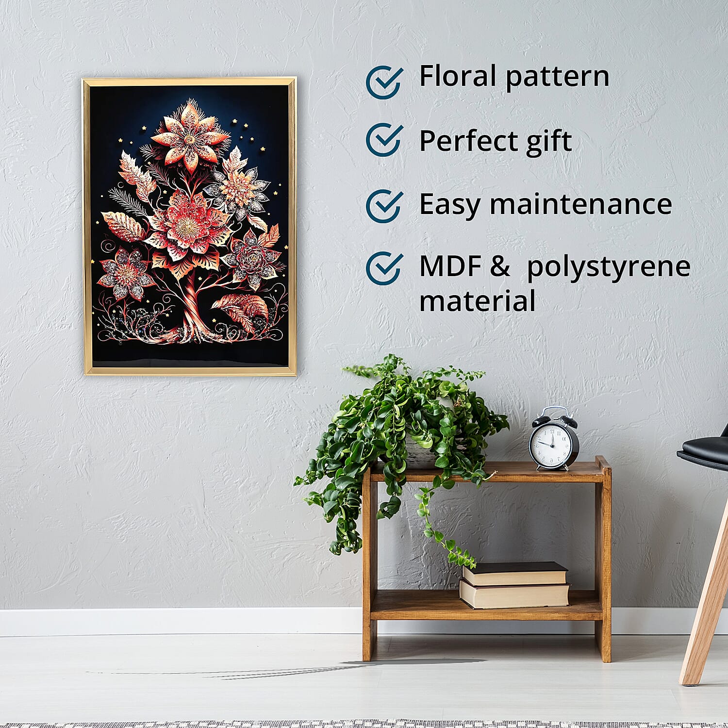 Floral Crystal Painting with Frame